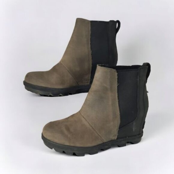 Sorel Wedge Boot Joan of Arctic Lea Wedge Chelsea Quarry Black SZ 9 - Picture 7 of 9